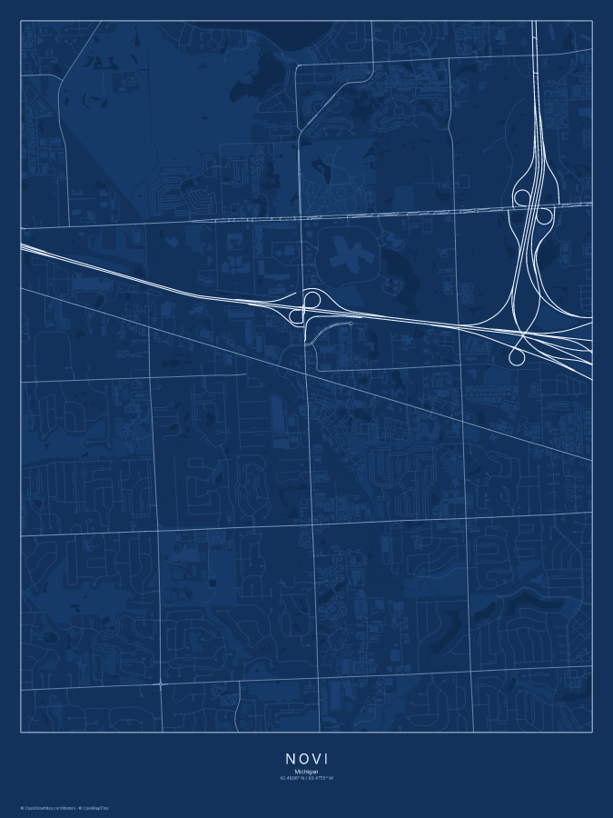 Novi map poster, blueprint style