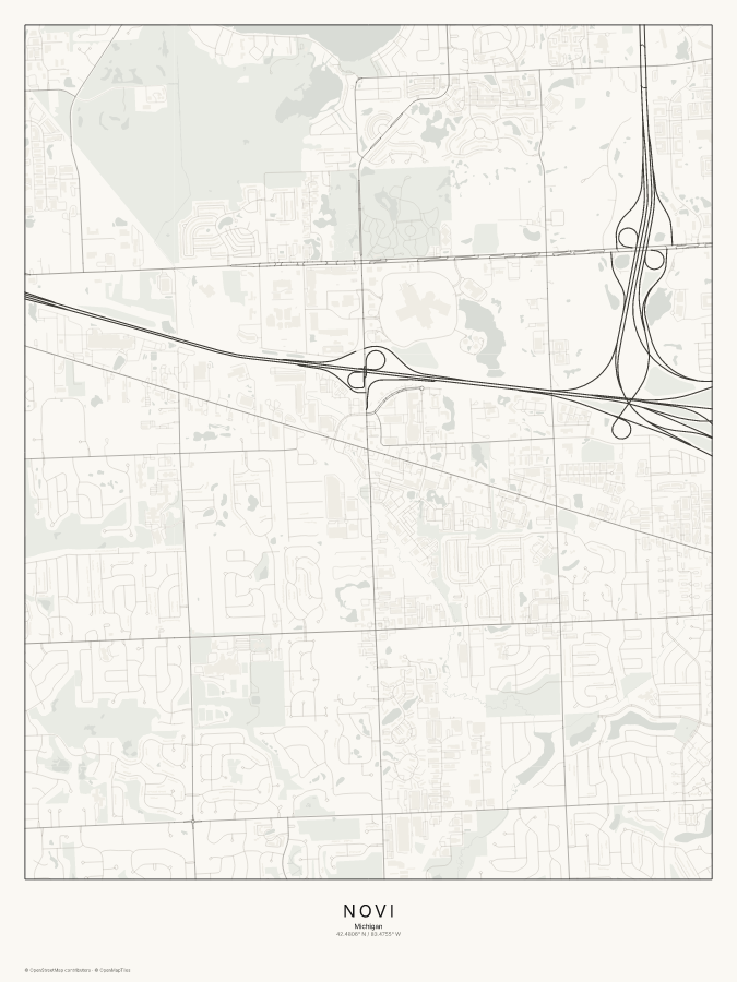Novi map poster, classic style