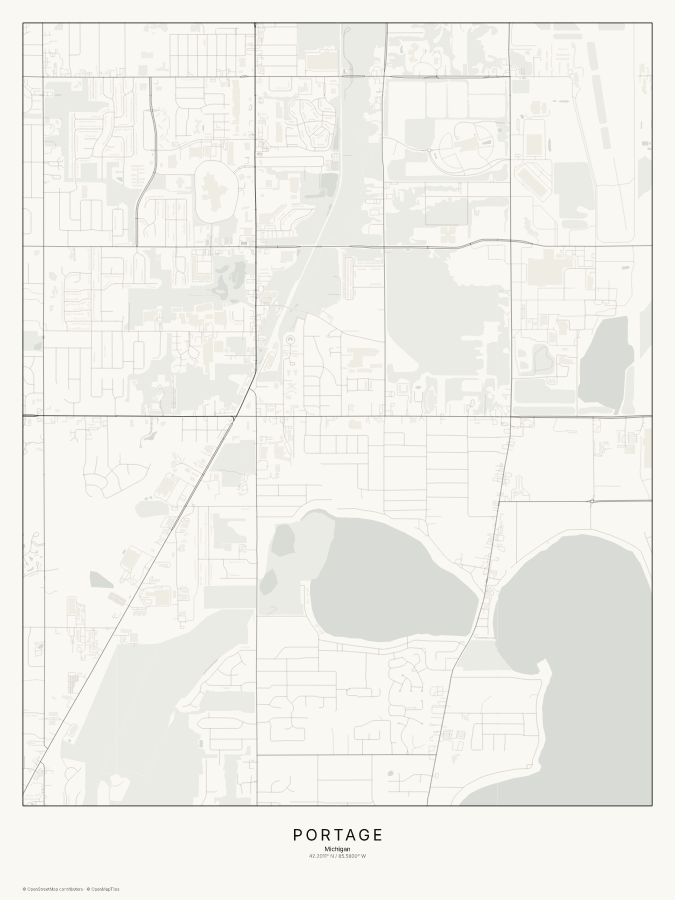 Portage map poster, classic style