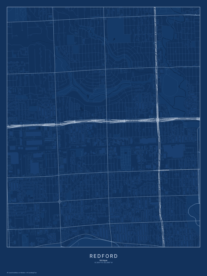 Redford map poster, blueprint style