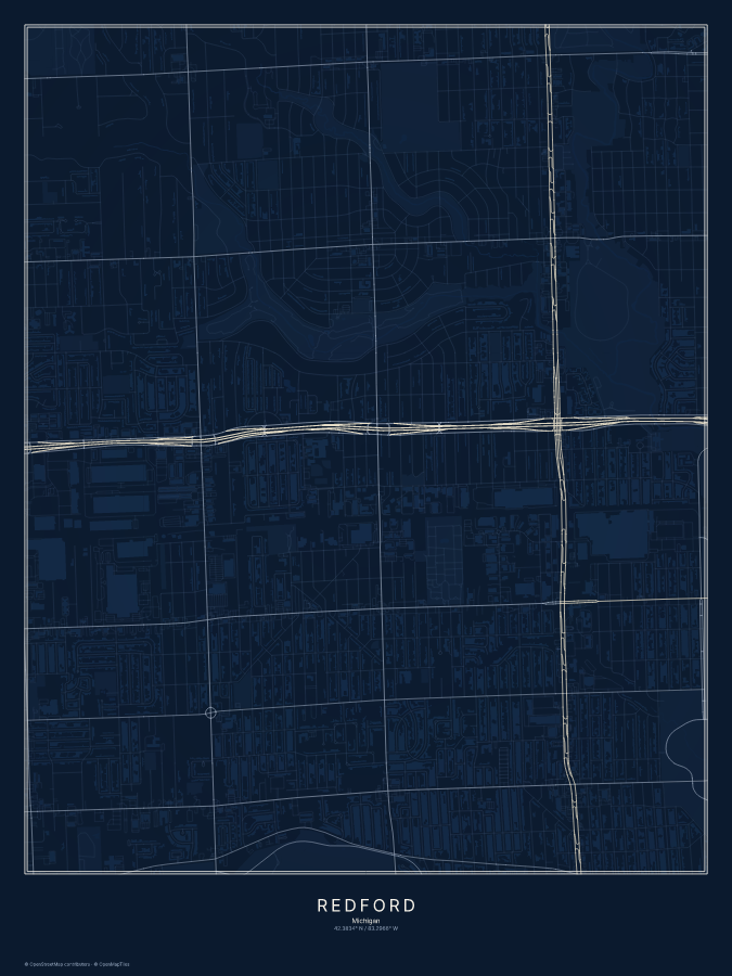 Redford map poster, midnight style