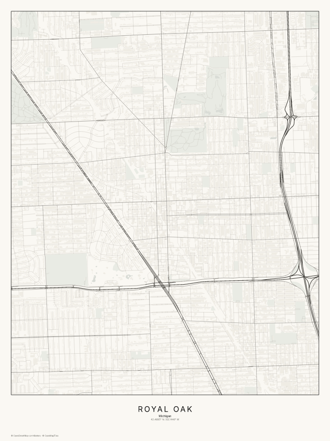 Royal Oak map poster, classic style