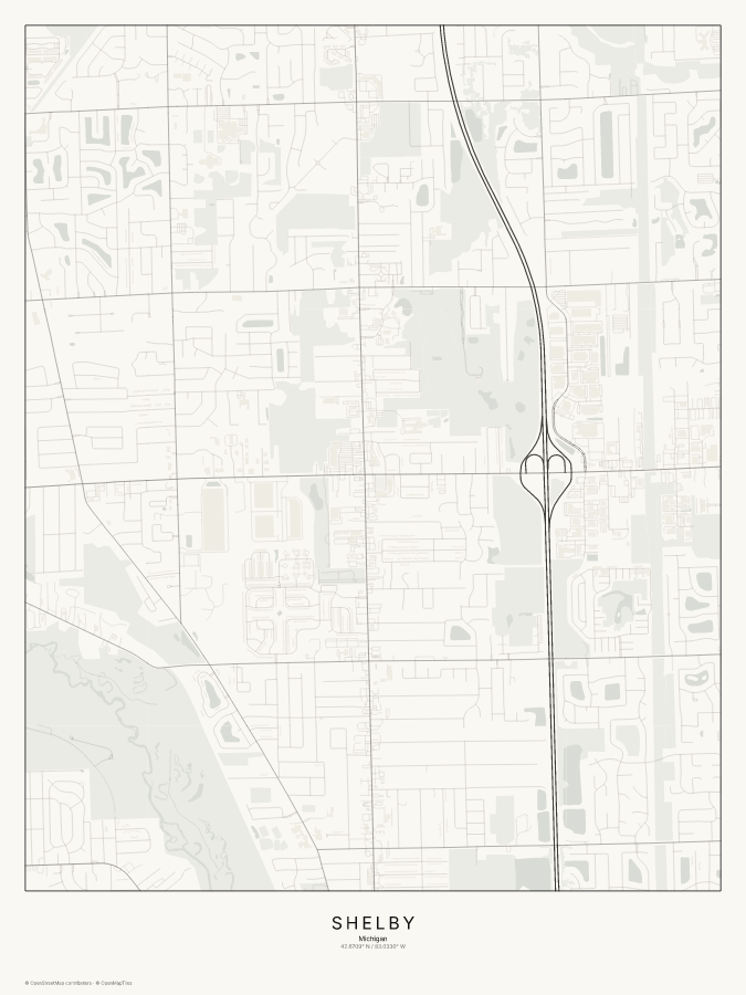 Shelby map poster, classic style