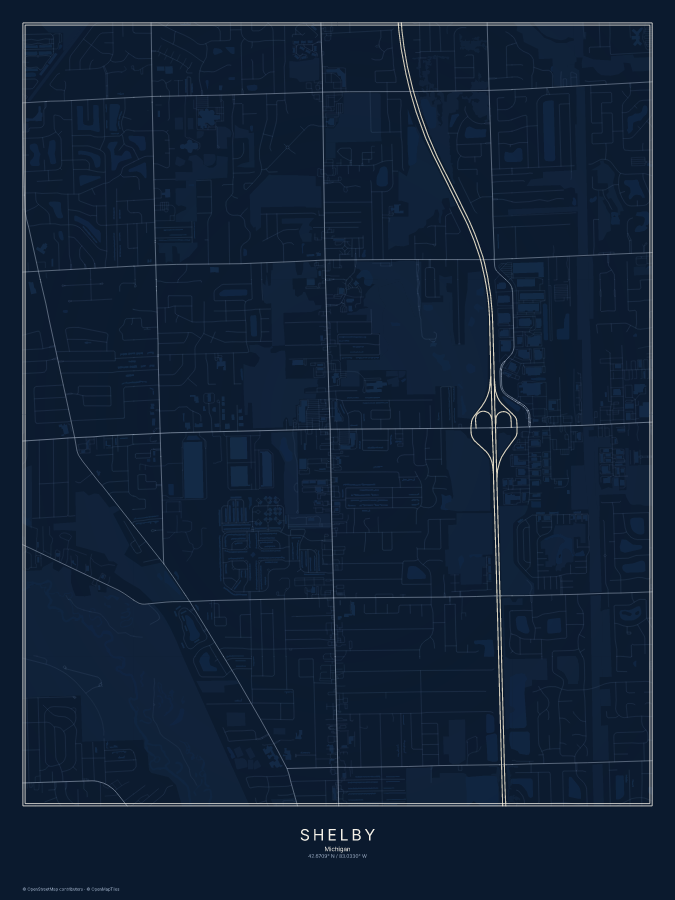 Shelby map poster, midnight style