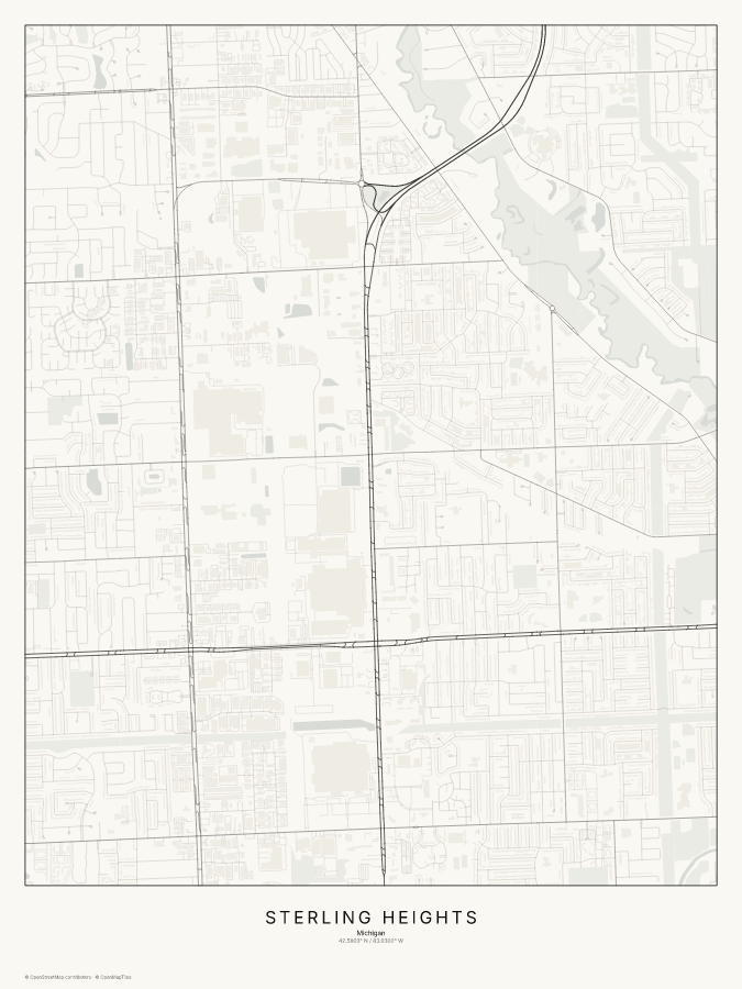 Sterling Heights map poster, classic style