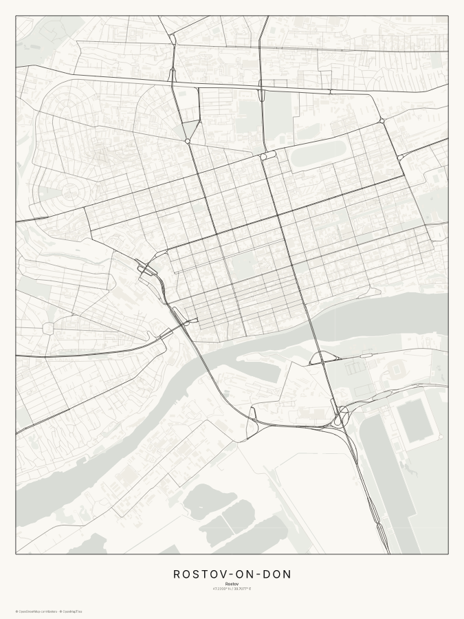 Rostov-on-Don map poster, classic style