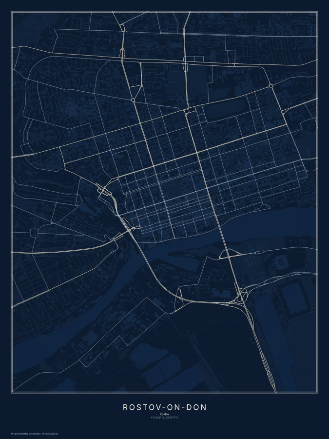 Rostov-on-Don map poster, midnight style