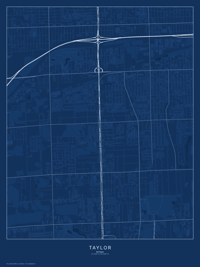 Taylor map poster, blueprint style