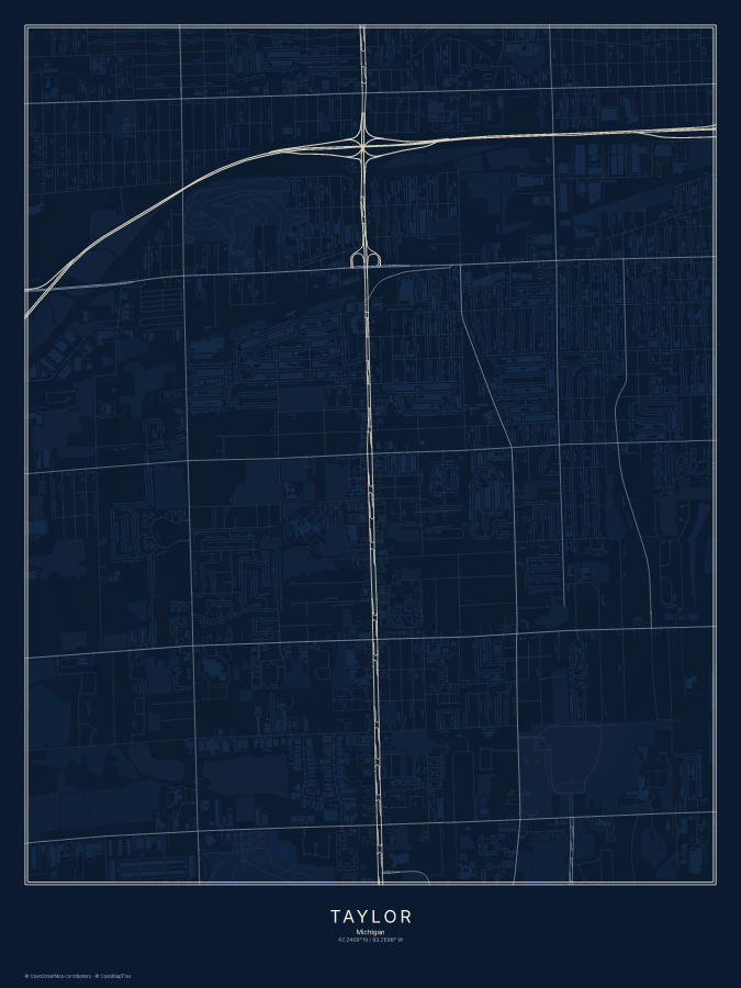 Taylor map poster, midnight style
