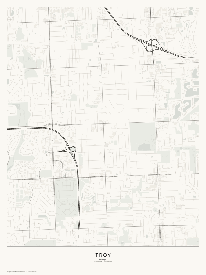 Troy map poster, classic style