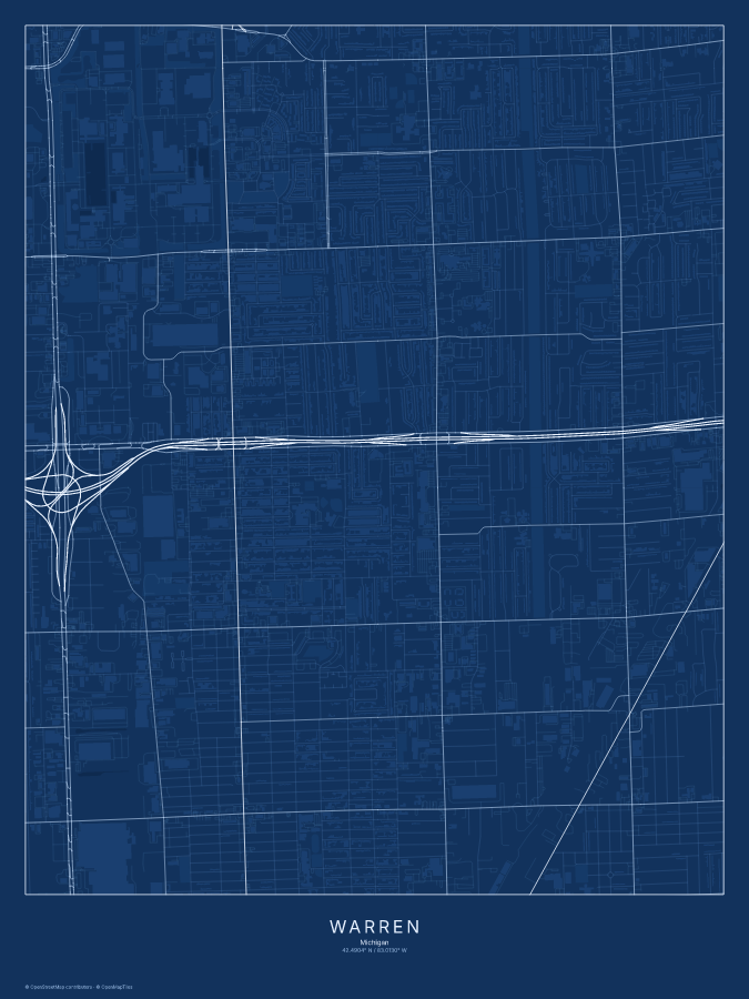 Warren map poster, blueprint style