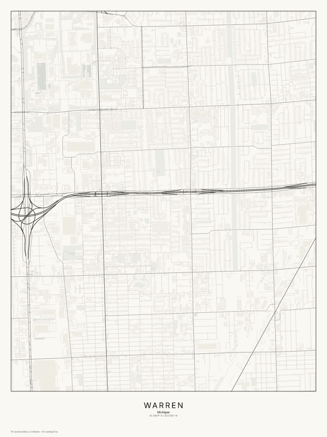 Warren map poster, classic style