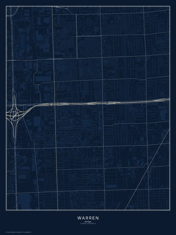 Warren map poster, midnight style