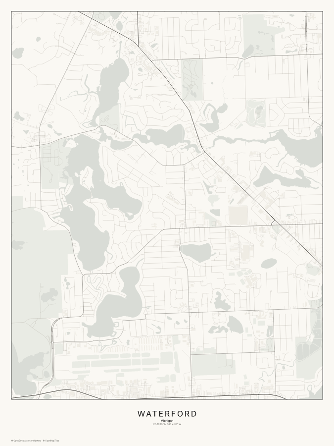 Waterford map poster, classic style
