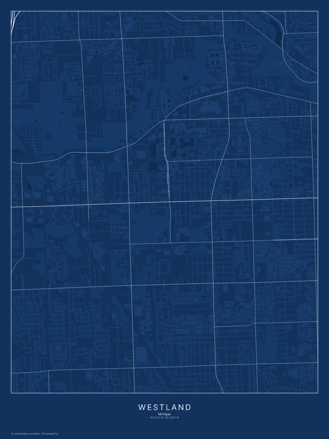 Westland map poster, blueprint style