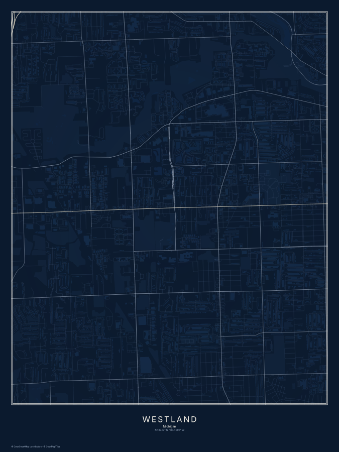 Westland map poster, midnight style