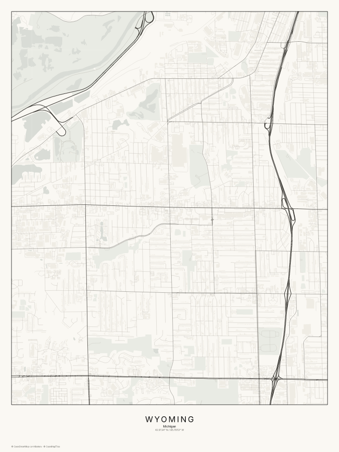 Wyoming map poster, classic style
