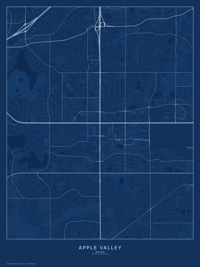 Apple Valley map poster, blueprint style