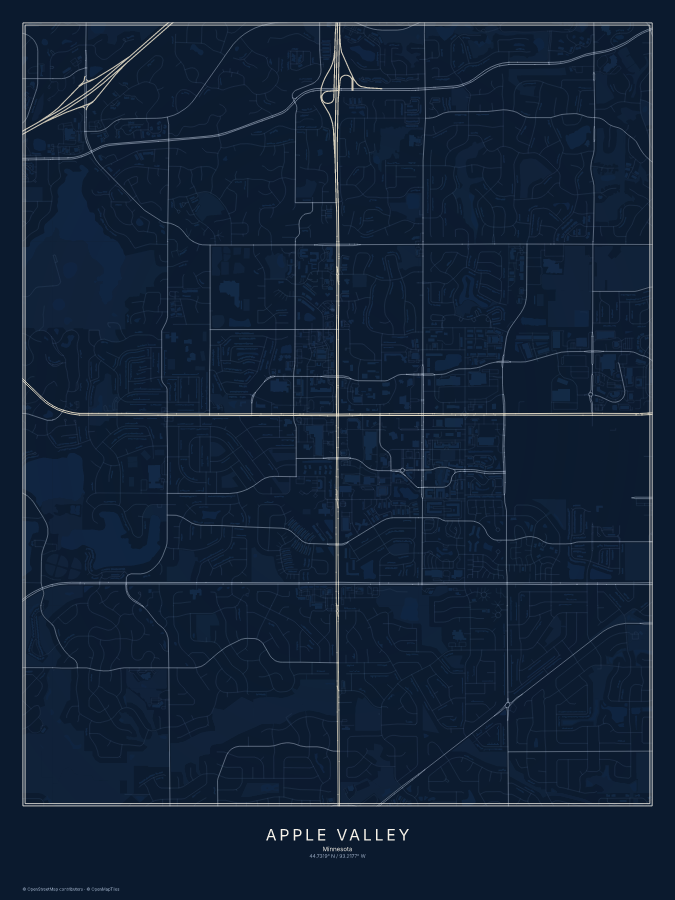 Apple Valley map poster, midnight style