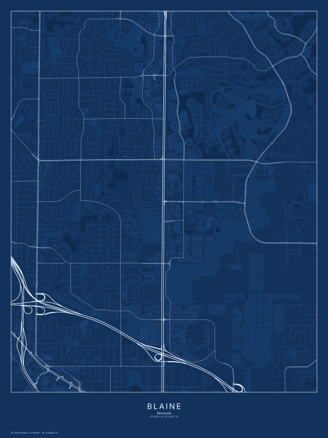 Blaine map poster, blueprint style