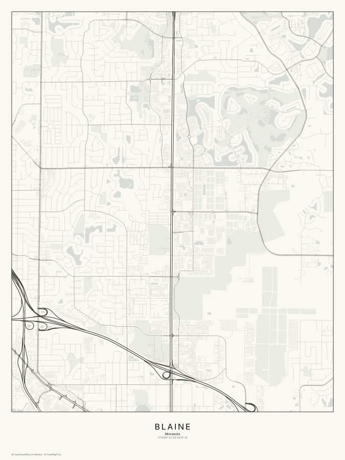 Blaine map poster, classic style