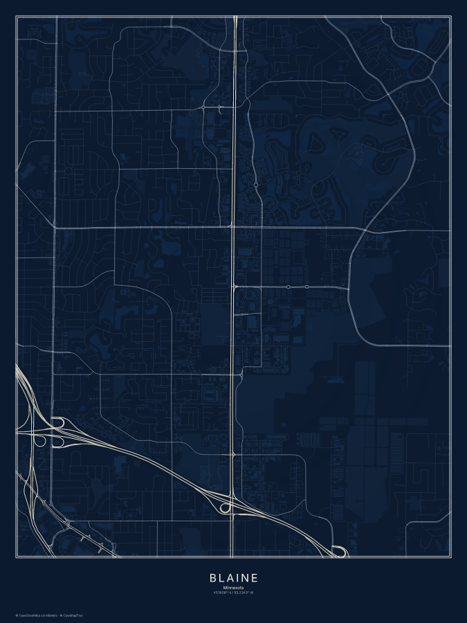 Blaine map poster, midnight style