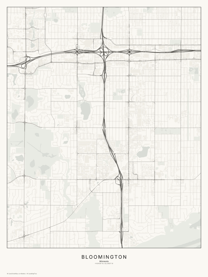 Bloomington map poster, classic style