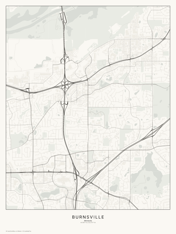 Burnsville map poster, classic style