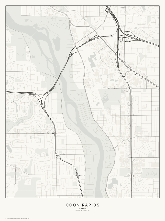 Coon Rapids map poster, classic style