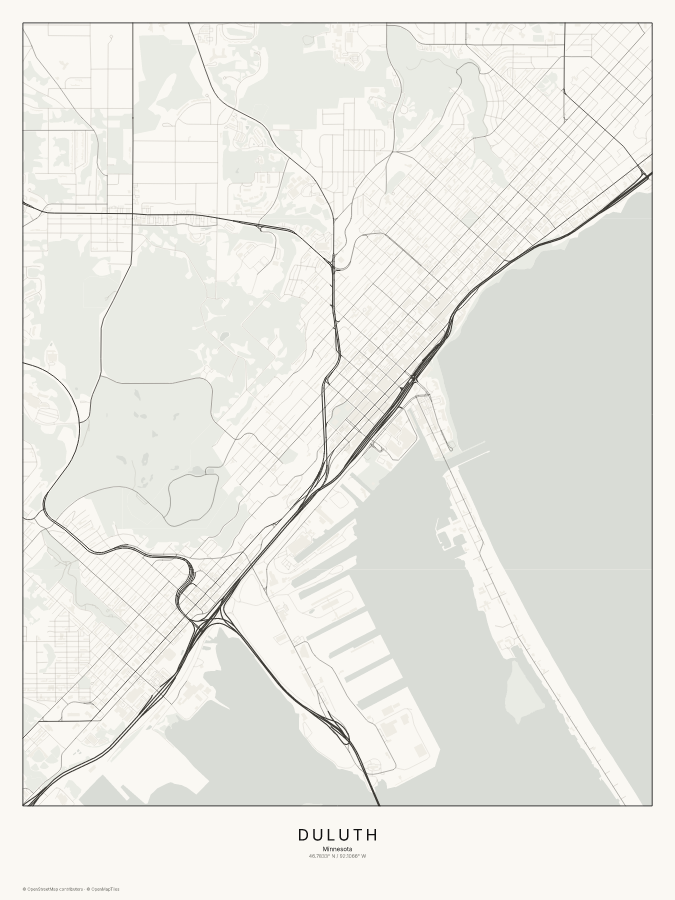Duluth map poster, classic style