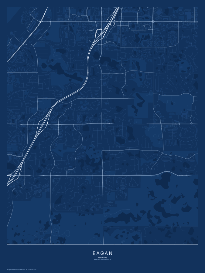 Eagan map poster, blueprint style