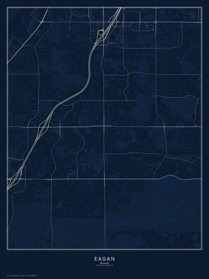 Eagan map poster, midnight style