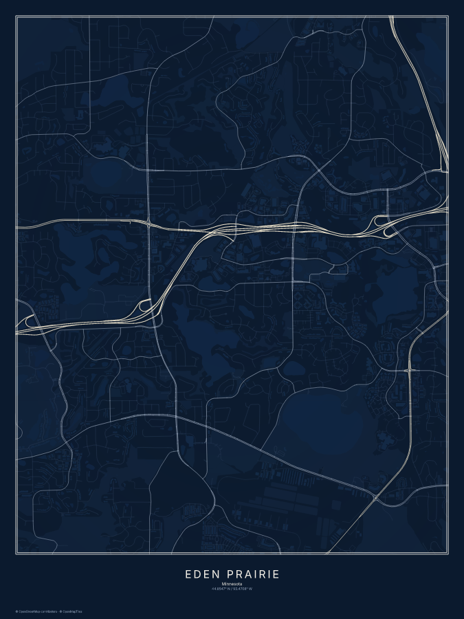Eden Prairie map poster, midnight style