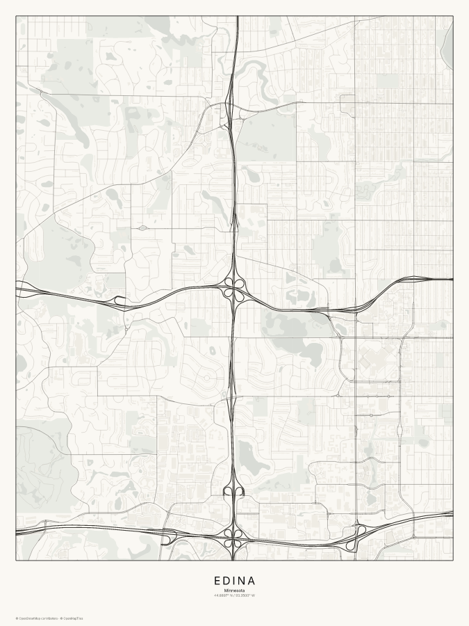 Edina map poster, classic style