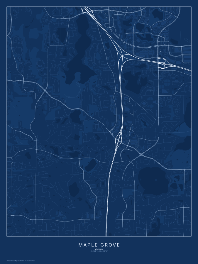 Maple Grove map poster, blueprint style