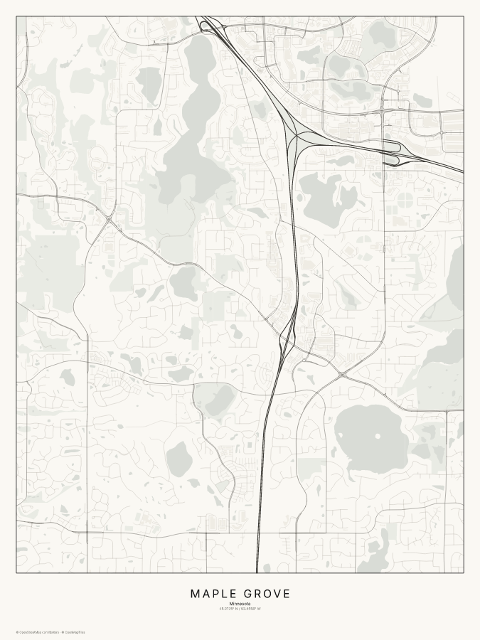 Maple Grove map poster, classic style