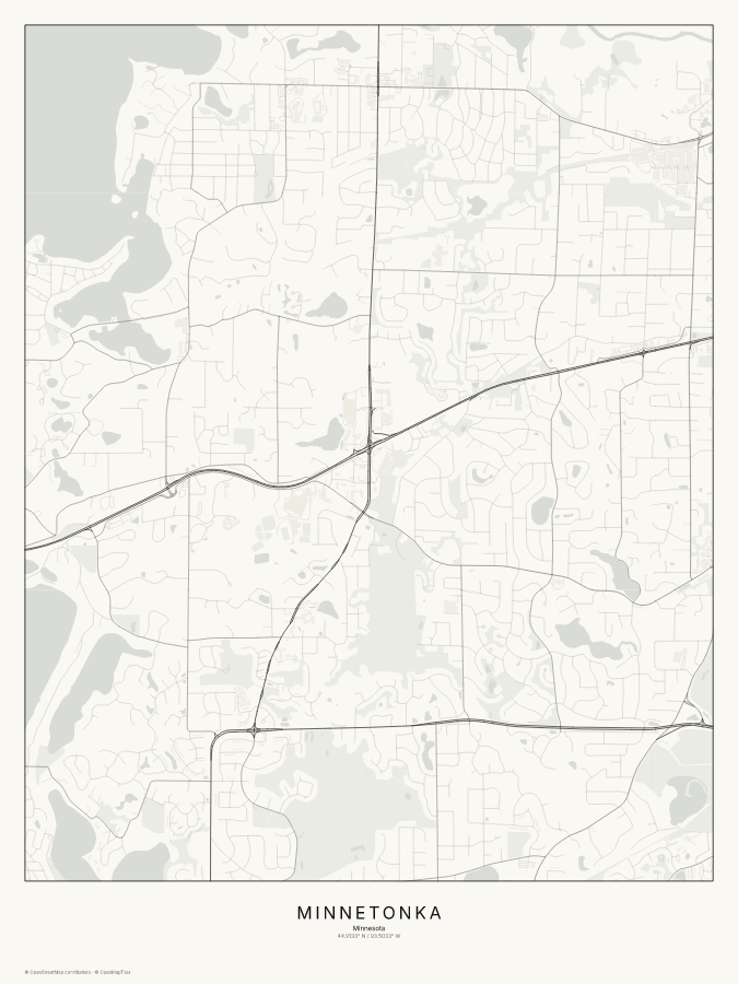 Minnetonka map poster, classic style