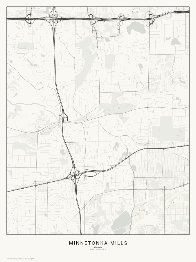 Minnetonka Mills map poster, classic style