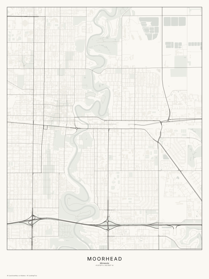Moorhead map poster, classic style