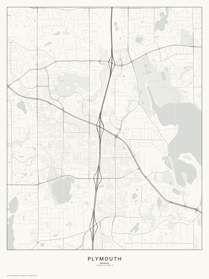 Plymouth map poster, classic style