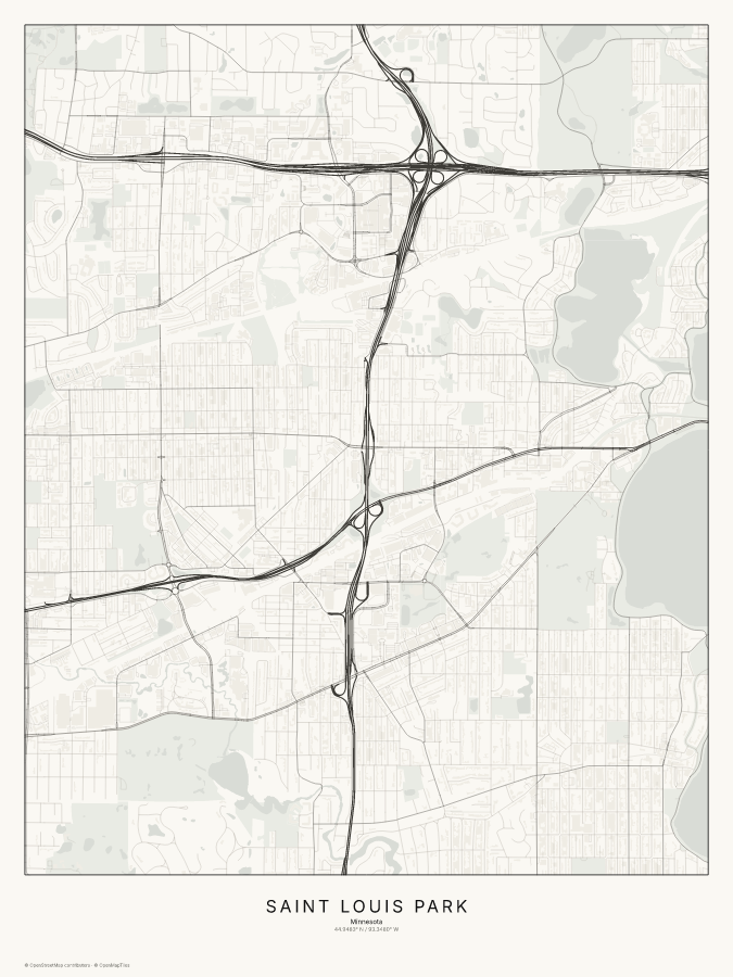 Saint Louis Park map poster, classic style