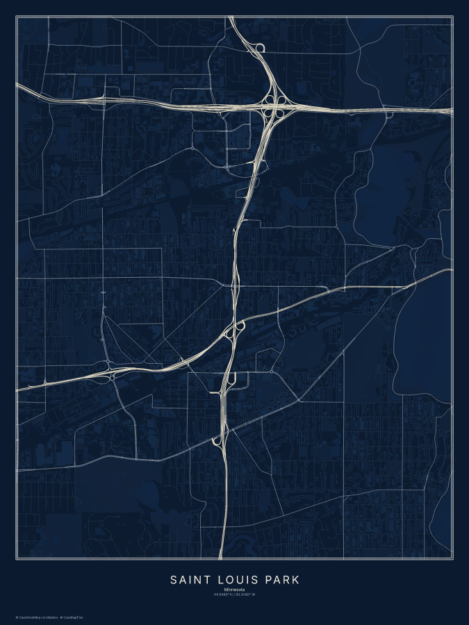 Saint Louis Park map poster, midnight style