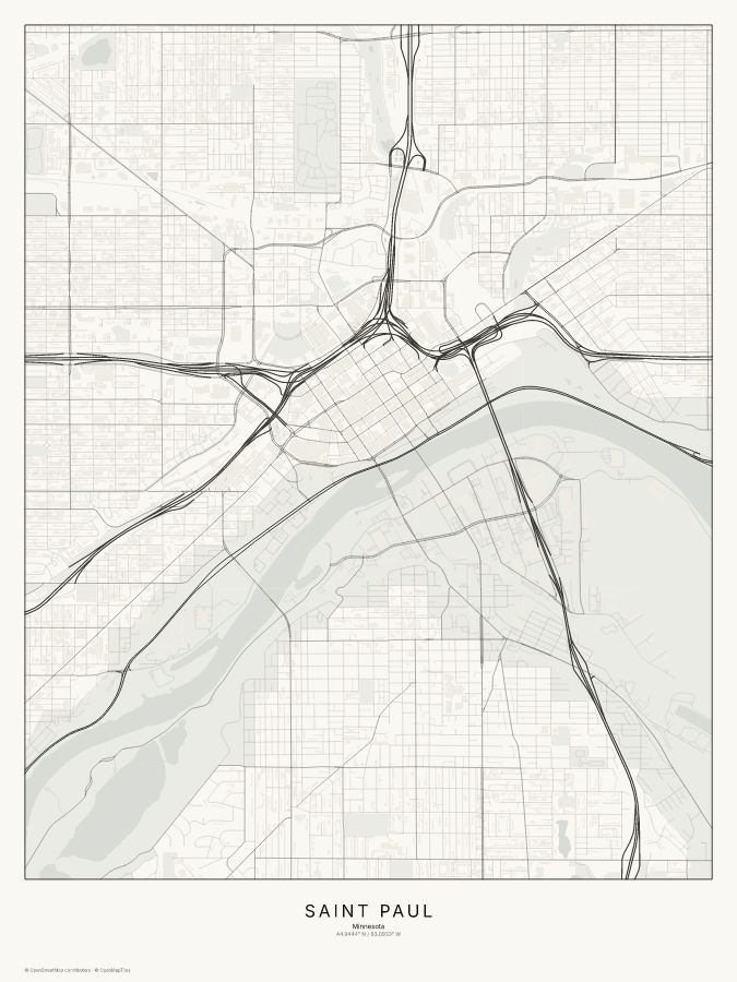 Saint Paul map poster, classic style