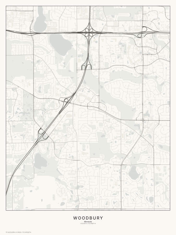 Woodbury map poster, classic style