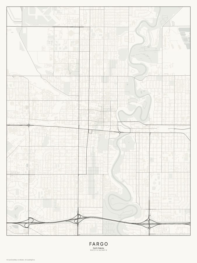 Fargo map poster, classic style