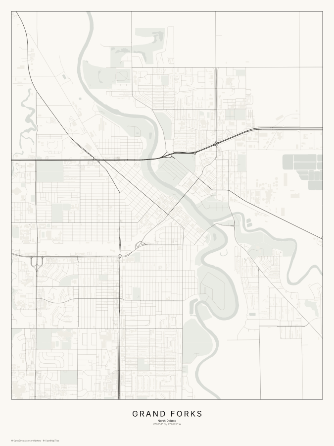 Grand Forks map poster, classic style