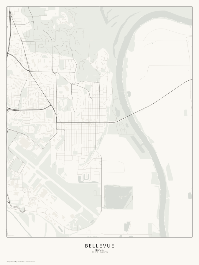 Bellevue map poster, classic style