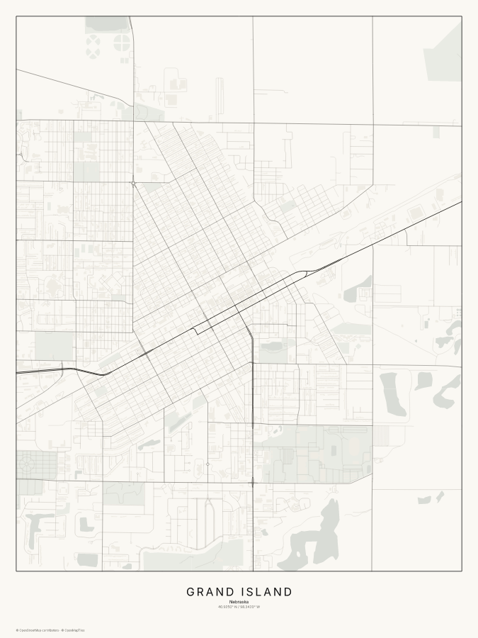 Grand Island map poster, classic style