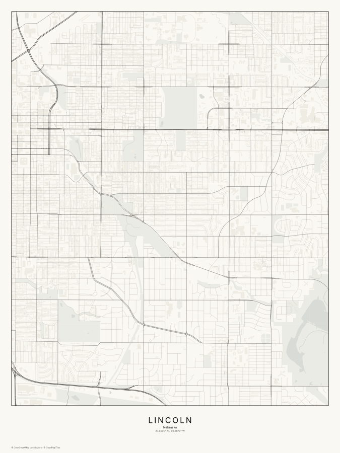 Lincoln map poster, classic style