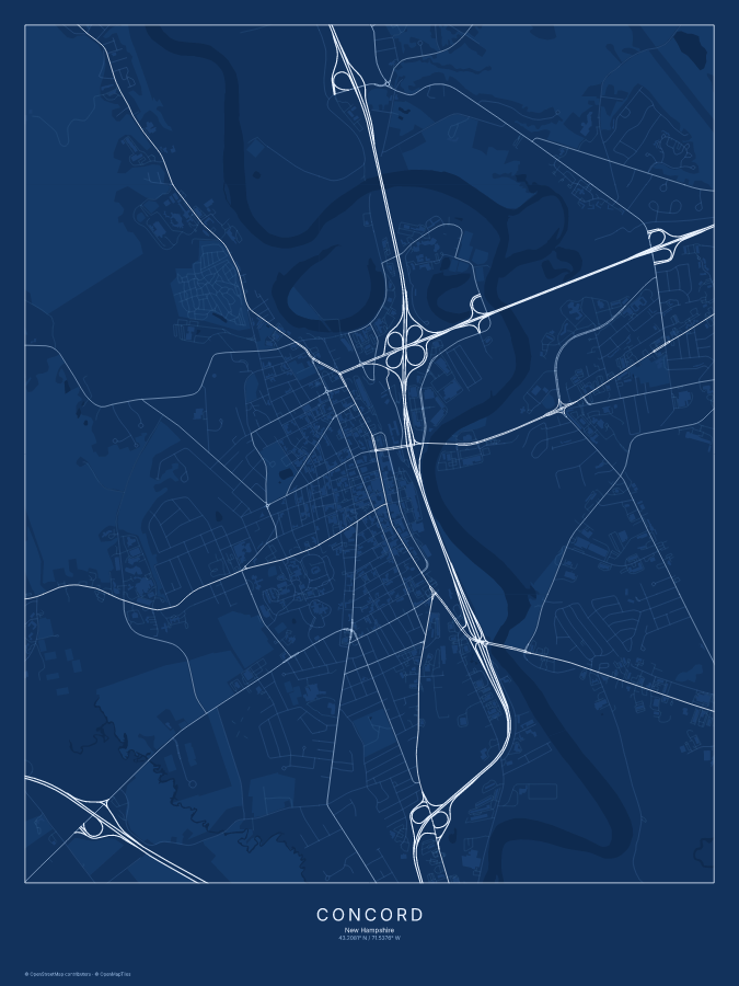 Concord map poster, blueprint style